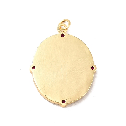 Micro cuivres ouvrent pendentifs zircone cubique, avec anneau et verre, réel 18 k plaqué or, ovale avec la Vierge Marie