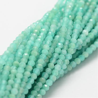 Natural Amazonite Bead Strands, Grade AA, Faceted, Round