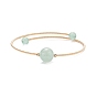 Bracelet en perles rondes en pierre naturelle, bracelet de couple de fil de mémoire en acier pour les femmes, or