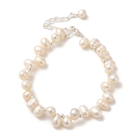 Bracelets de perles naturelles, avec des chaînes en laiton
