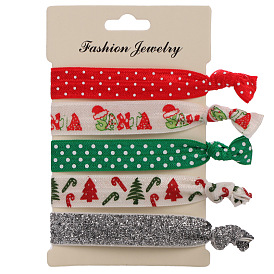 Christmas Santa Claus Elastic Hair Tie with Umbrella Pattern - Festive Headband for Women and Girls