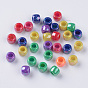 Opaque Acrylic European Beads, AB Color Plated, Large Hole Beads, Rondelle