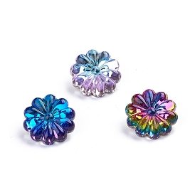 K5 Glass Rhinestone Cabochons, Pointed Back & Back Plated, Flower