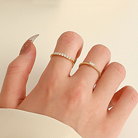 Geometric Heart Ring Set - Fashionable and Luxurious Zirconia Finger Rings (2 Pieces)