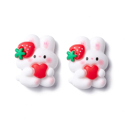 Resin Cabochons, Rabbit with Strawberry & Heart