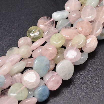 Pépites morganite naturels teints brins de perles, pierre tombée, 9~12x8~13x5~7mm, Trou: 1mm, environ 15.3 pouces ~15.7 pouces