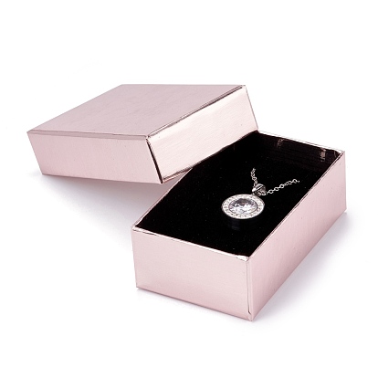 Картонная подарочная коробка шкатулки, для ожерелья, Браслеты, с черной губкой внутри, прямоугольные