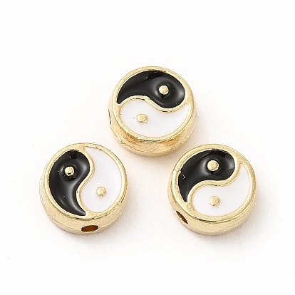 Perlas de esmalte de la aleación, plano y redondo con yin yang