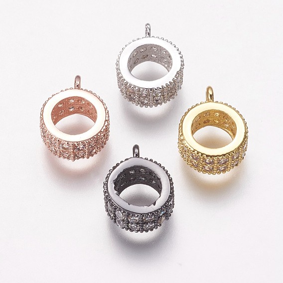 Bails de tube de zircone cubique en laiton, cautions en boucle, Perles renflouer , anneau