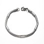 304 Stainless Steel Snake Chain Bracelets, with Tube Beads and Lobster Claw Clasps, 200x3mm