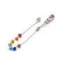 Mixed Natural Gemstone Pointed Drowsing Pendulums, with Chakra Evil Eye Lampwork Bead & 304 Stainless Steel Findings, Bullet Charm