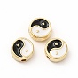 Des perles d'émail en alliage, plat et circulaire avec yin yang