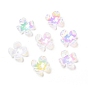 Opaque Rainbow Iridescent Plating Acrylic Bead Caps, Glitter Beads, 4-Petal Flower