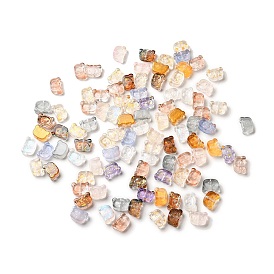 Transparent Glass Beads, with Gold Foil, Bear