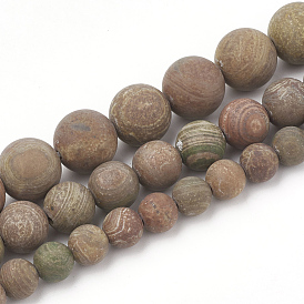 Natural Red Rainbow Jasper Beads Strands, Frosted, Round