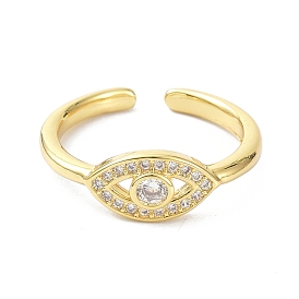 Сглаз настоящий 18k позолоченные кольца-манжеты для женщин подарок, открытые кольца из латуни, микропаве, кубический цирконий