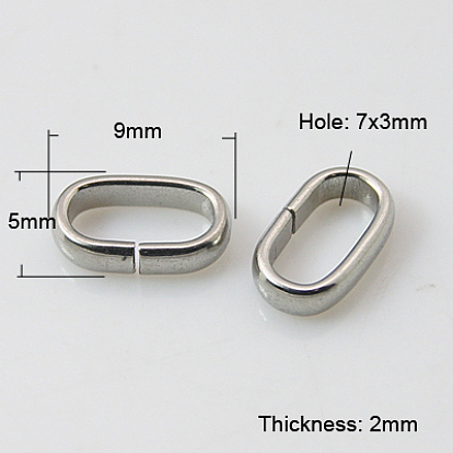 304 Быстроразъемные соединения из нержавеющей стали, связывающий кольца, 9x5x2 мм, отверстие : 7x3 мм