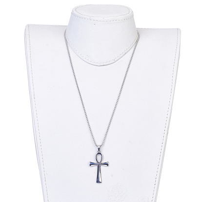 Adjustable 304 Stainless Steel Pendants Necklaces, Cross