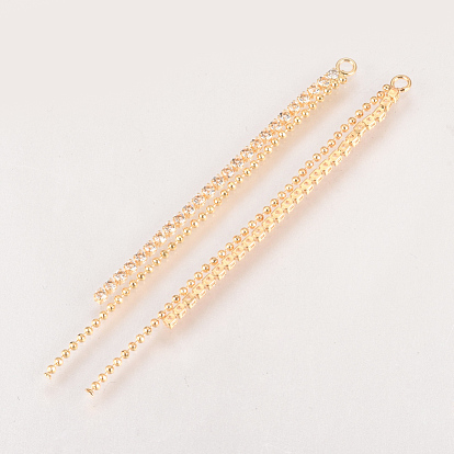 Laiton strass coupe chaîne gros pendentifs, pendentif pompon, sans nickel, réel 18 k plaqué or, avec chaîne à billes
