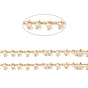 Chaînes de perles de verre rondes, facette, non soudée, avec des chaînes en laiton de trottoir, or