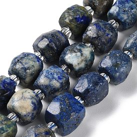Natural Lapis Lazuli Beads Strands, with Seed Beads, Cube, Faceted