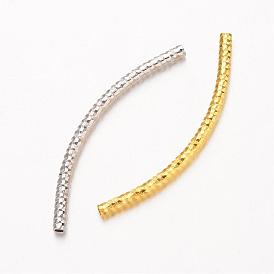 Perlas de tubo de latón curvas, 34x2 mm, agujero: 1 mm