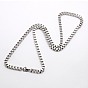 Trendy Men's 304 Stainless Steel Box Chain Necklaces, with Lobster Clasps