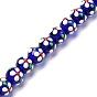 Handmade Lampwork Beads Strands, with Enamel, Round with Flower