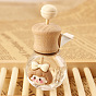 Glass Openable Mini Perfume Bottle, Empty Essential Oil Diffuser Bottle, Car Air Freshener Vent Clip, with Wooden Cap