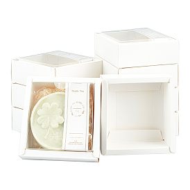 Boîte à savon en pvc, avec boîte extérieure en papier couché, rectangle avec du ruban adhésif en papier pour la fabrication de savon à la main