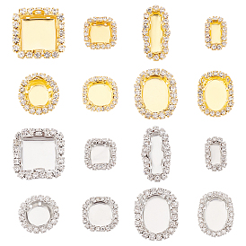 BENECREAT 32Pcs 16 Styles Brass Cabochon Settings, Multi-Strand Links,  with Clear Glass, Mixed Shape