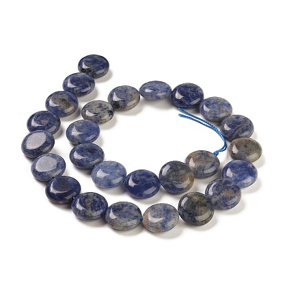 Natural Sodalite Beads Strands, Flat Round