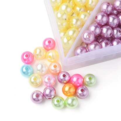 9 cuentas de perlas de imitación de plástico abs pintadas con spray estilo, rondo