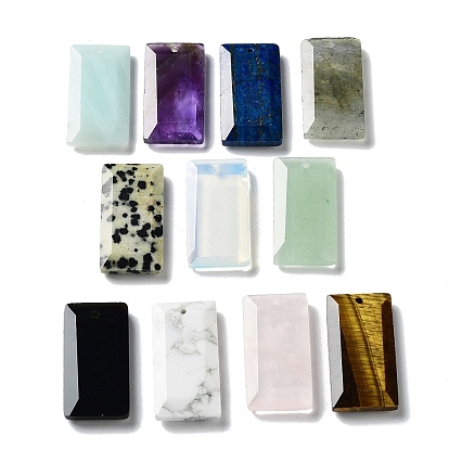 Gemstone Pendants, Faceted Rectangle Charms