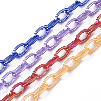 Acrylic Opaque Cable Chains, AB Color, Horse Eye