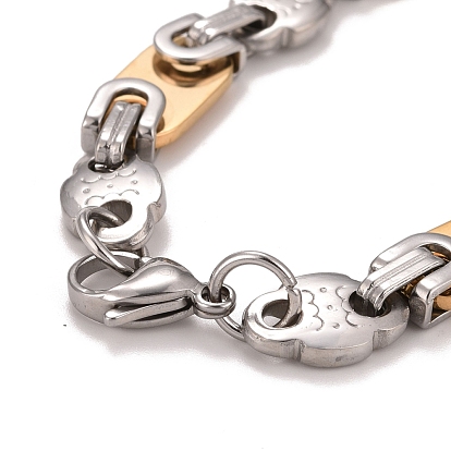 Вакуумное покрытие 304 браслет из цепочек с овальными звеньями из нержавеющей стали, двухцветный высокопрочный браслет для мужчин и женщин