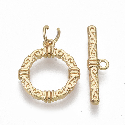 Corchetes de la palanca de latón, con anillos de salto, sin níquel, anillo, real 18 k chapado en oro
