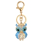 KC Gold Tone Plated Alloy Keychains, with Rhinestone and Enamel, Owl