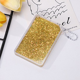 Rectangle Acrylic Quicksand Keychain, Glitter Chasing Pendant Decorations Sticker Keychain, with Ball Chains