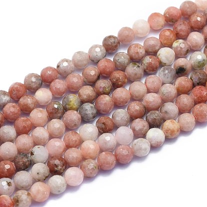 Brins de perles de jade en fleurs de prunes naturelles, ronde, à facettes (128 facettes)