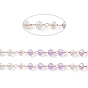 Main chaînes de perles de verre, facette, non soudée, avec 304 inoxydable chaînes en acier, or, ronde
