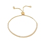 Adjustable Rack Plating Brass Cubic Zirconia Chain Bracelets, Slider Bracelet for Women, Lead Free & Cadmium Free