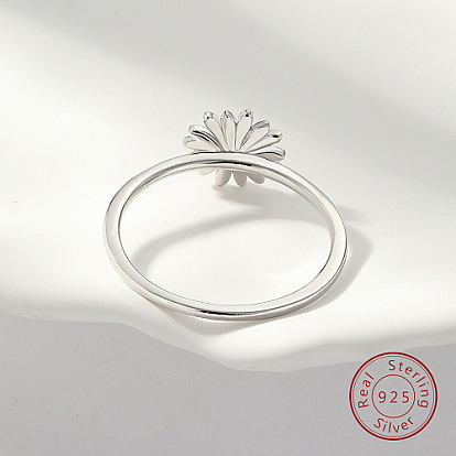 Женское кольцо на палец с родиевым покрытием 925 из стерлингового серебра с цветком ромашки