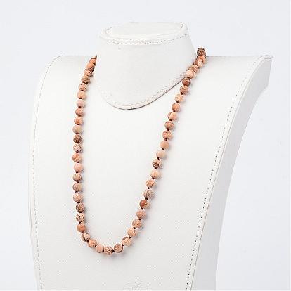Image naturelle colliers de jaspe, colliers de perles, 36.2 pouce