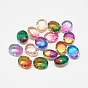 Pointed Back Glass Rhinestone Cabochons, Imitation Tourmaline, Faceted, Oval