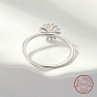 Rhodium Plated 925 Sterling Silver Daisy Flower Finger Ring for Women
