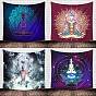 Yoga Meditation Trippy Polyester Wall Hanging Tapestry, Bohemian Mandala Psychedelic Tapestry for Bedroom Living Room Decoration, Rectangle