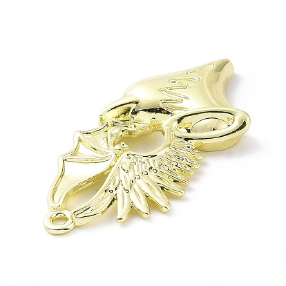 Rack Plating Alloy Enamel Pendants, Angel and Devil Wing with Heart Charms