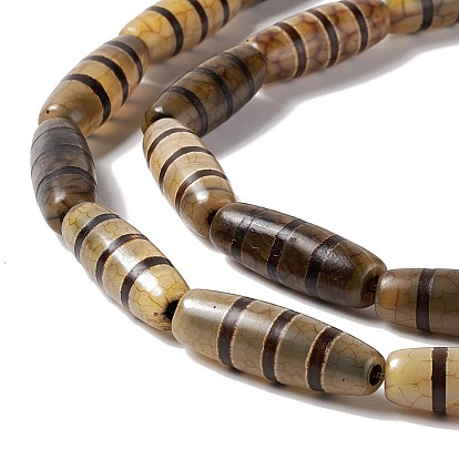 Tibetan Style dZi Beads Strands, Natural & Dyed Agate Beads, Rice