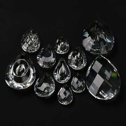 Transparent Glass Pendants, Faceted, Teardrop, for Chandelier Crystal Hanging Pendants